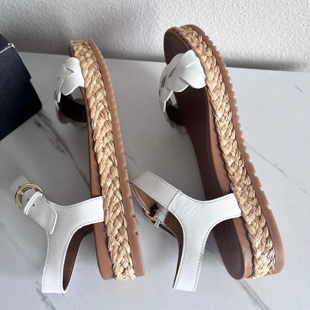 Naturalizer Neila White Leather Braided Espadrille Sandal Buckle Size 8 Wide - Picture 16 of 16